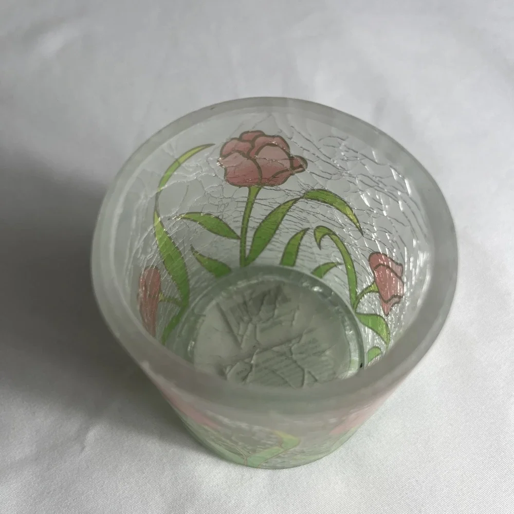 Yankee Candle Frosted Crackle Votive Tea Light Holder V/H TL/H spring Tulips New